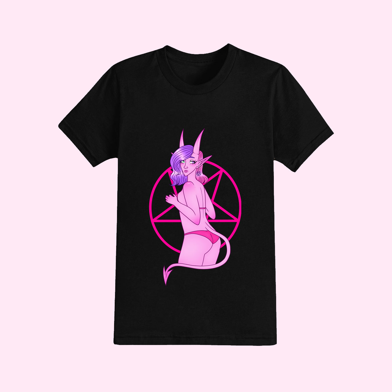 Pink Demon Girl T-Shirt (Sizes S-5XL)
