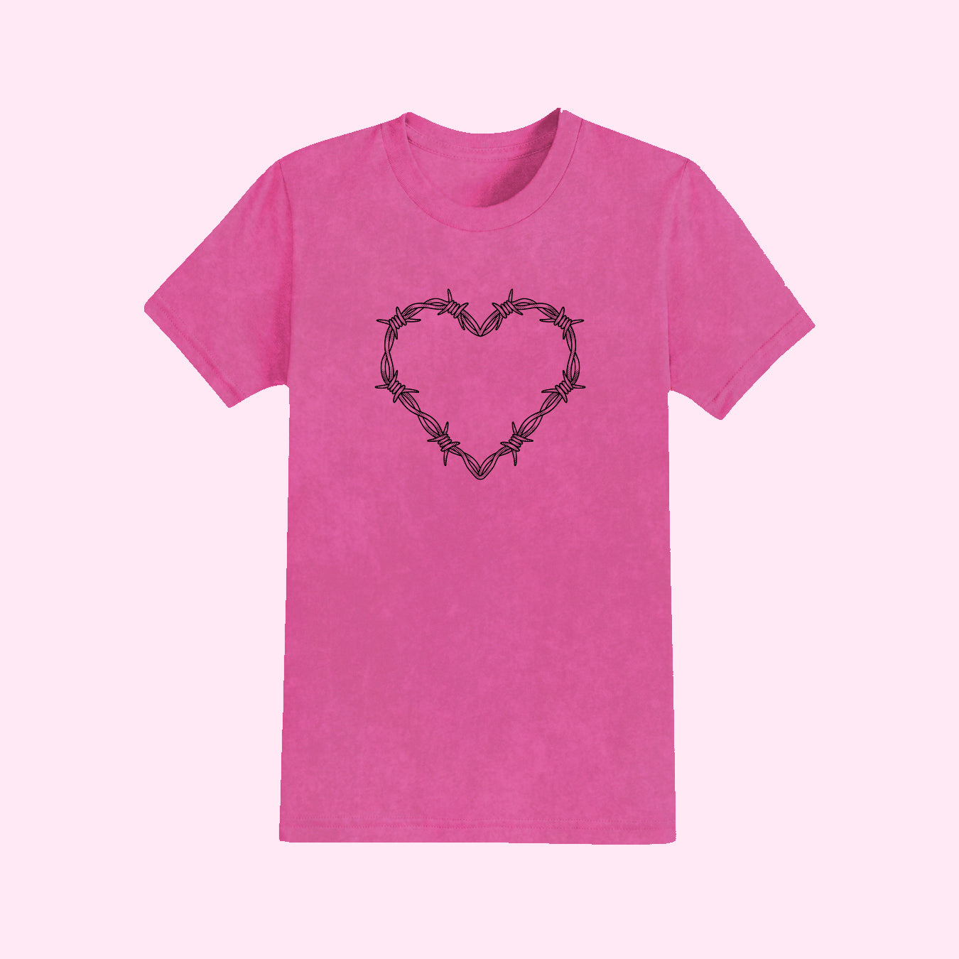 Hot Pink Barbed Wire Heart T-Shirt (Sizes S-5XL)