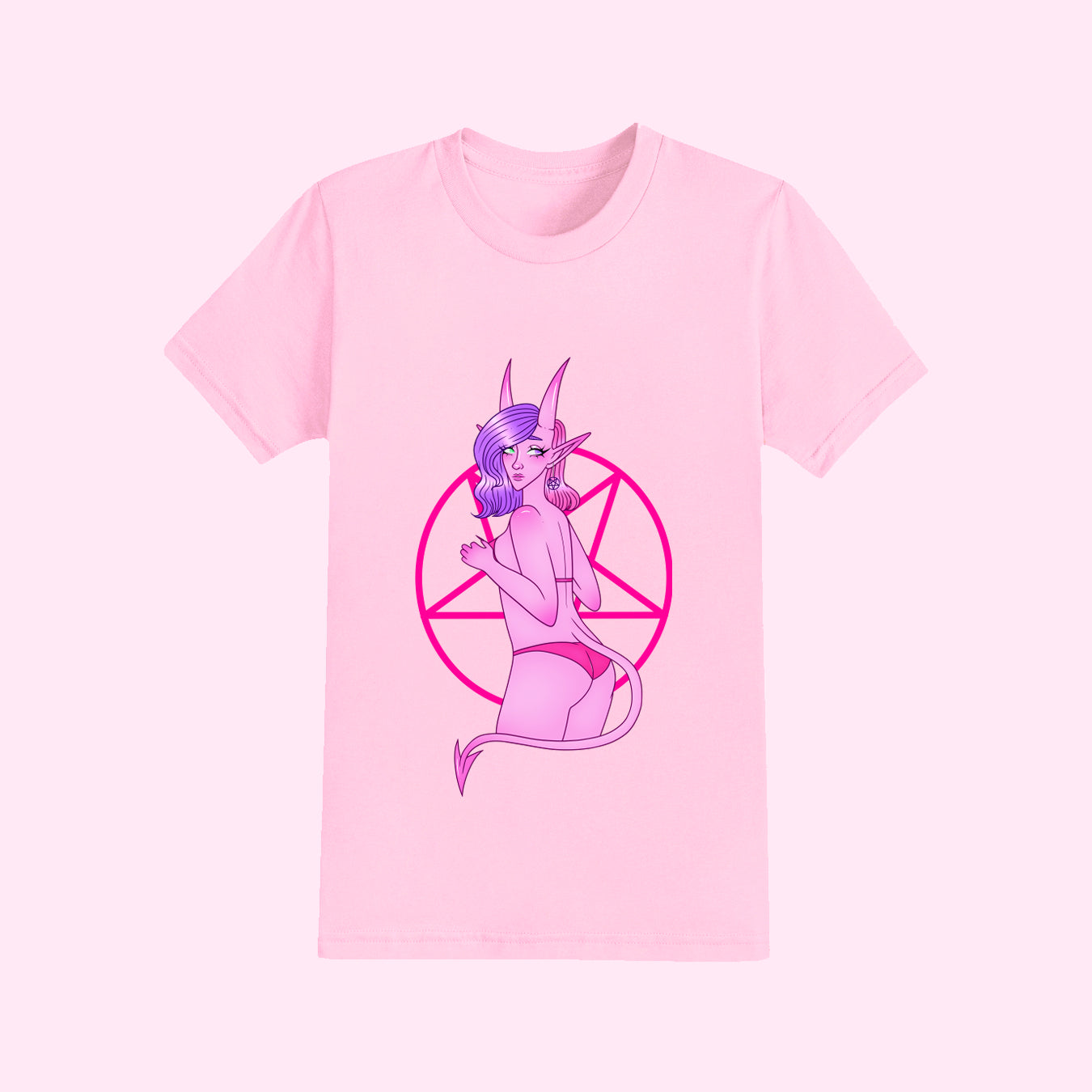 Pink Demon Girl T-Shirt (Sizes S-5XL)