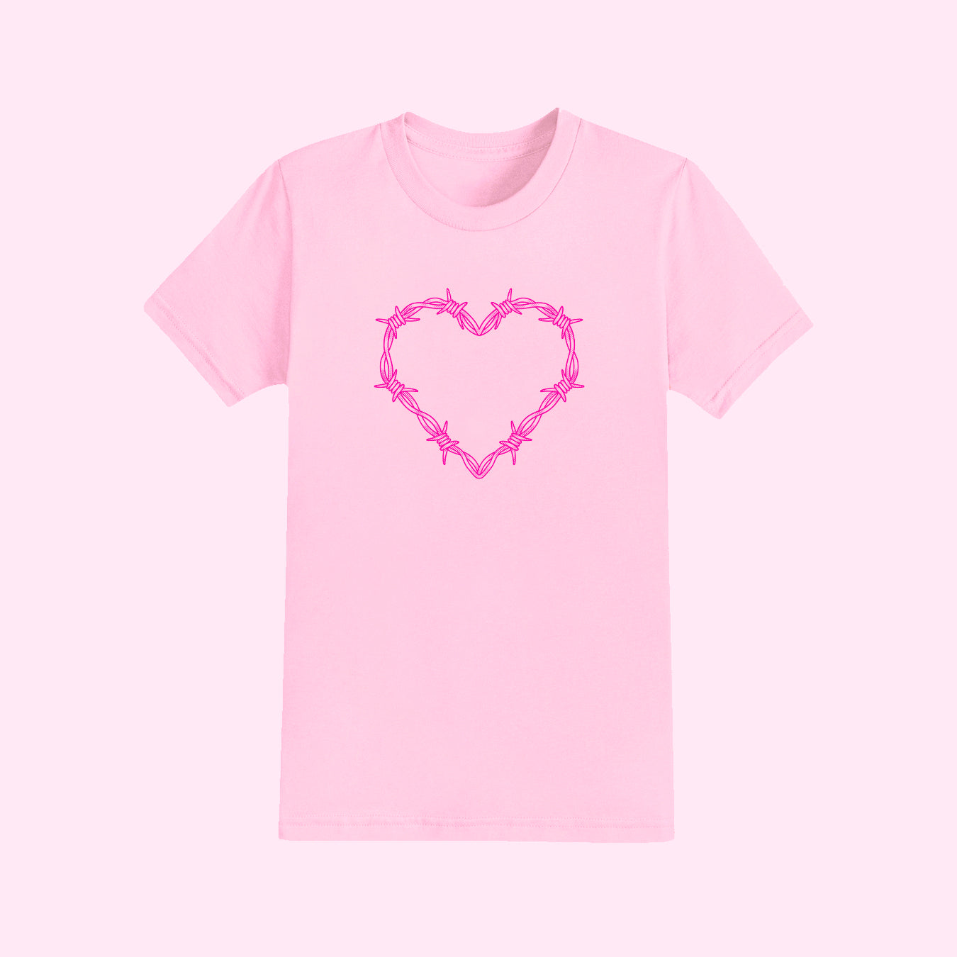Hot Pink Barbed Wire Heart T-Shirt (Sizes S-5XL)
