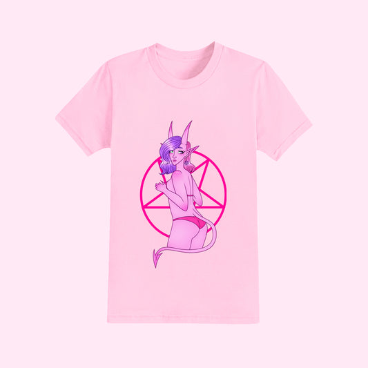 Pink Demon Girl T-Shirt (Sizes S-5XL)