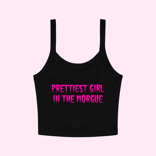 Prettiest Girl In The Morgue Cropped Tank Top